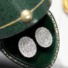 Huitan Dazzling Oval Stud Earrings for Women Full with CZ Fashion Versatile Female Earrings Fancy Gift High-quality Girl Zircon