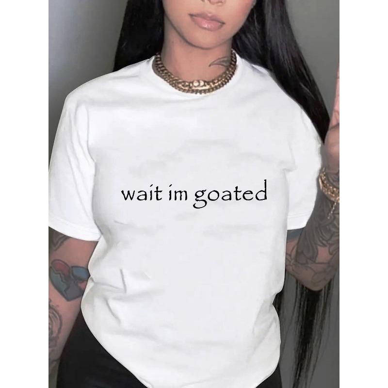 Minimalist English Pattern Print Women S Fashionable Round Neck Short Sleeve, Minimalist Casual Sports T-Shirt, S белый