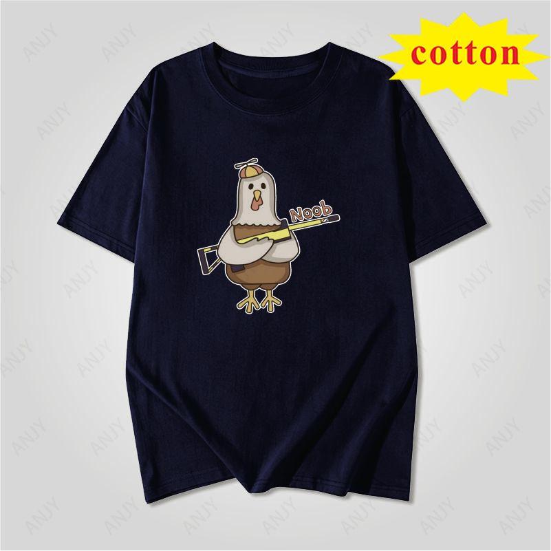 American Retro Trendy Duck Tshirt With Quirky Cartoon Print Loose Casual Short Sleeved Cotton Top
