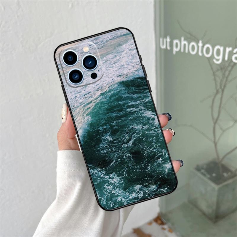 Blue Ocean Waves Sea Silicone Soft Case For iPhone 17 Air 11 14 16 15 Pro Max 12 13 Mini 16 Plus 16e Back Cover