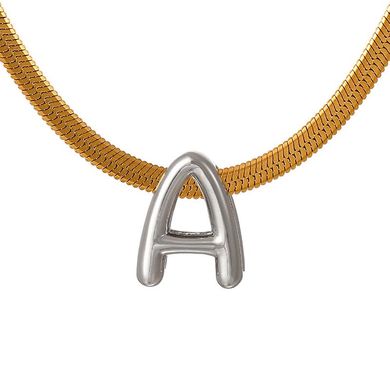 

Titanium Steel Snake Bone Chain 26-Letter A-Z Initial Pendant Necklace Alphabet Choker Jewelry Holiday Gift For Women