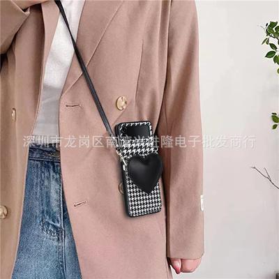 Applicable To Samsung ZFlip3 Mobile Phone Case, Thousand Bird Pattern Oblique Span Love Card Bag Zflip4 Card Storage Protective Case