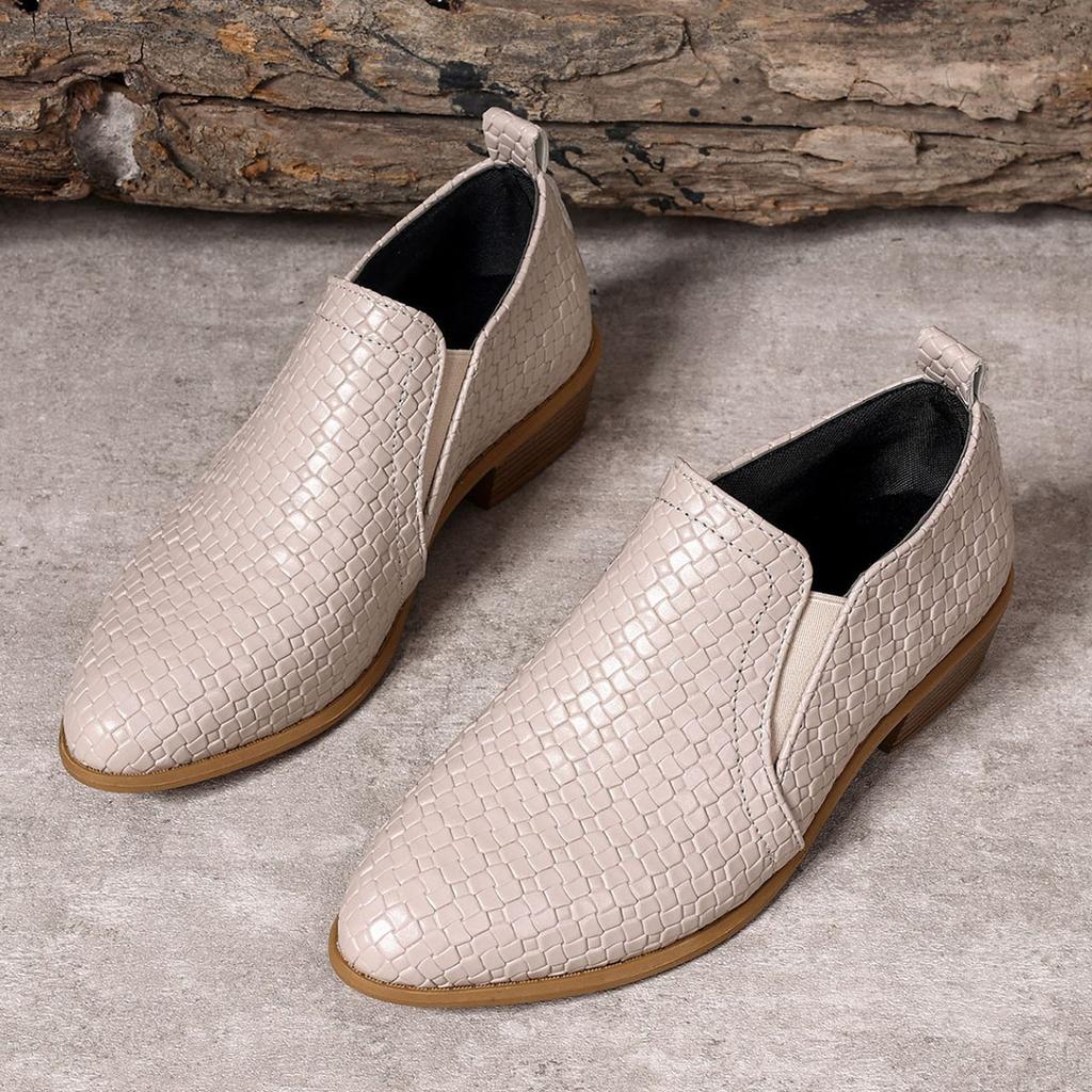 Women's Shoes Spring and Autumn Ladies Pumps Pointed Toe Deep Mouth Single Shoes Solid Casual Chunky Heeled Loafers