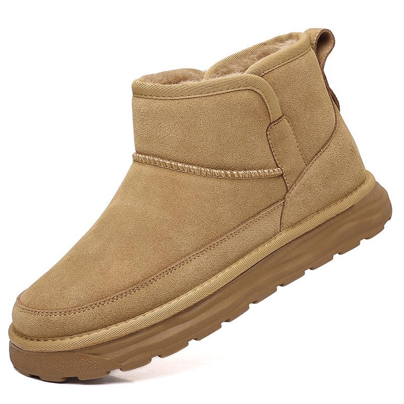 Men's Low-top Snow Boots and Fur Integrated Winter Warm Thickened Men's Cotton Shoes