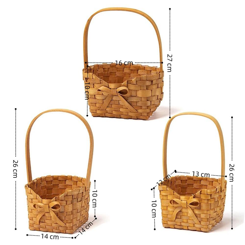 Willow Rattan Bride Flower Basket Picnic Container Hand-Woven Flower Arrangement Basket with Handle Picnic Weaving Basket