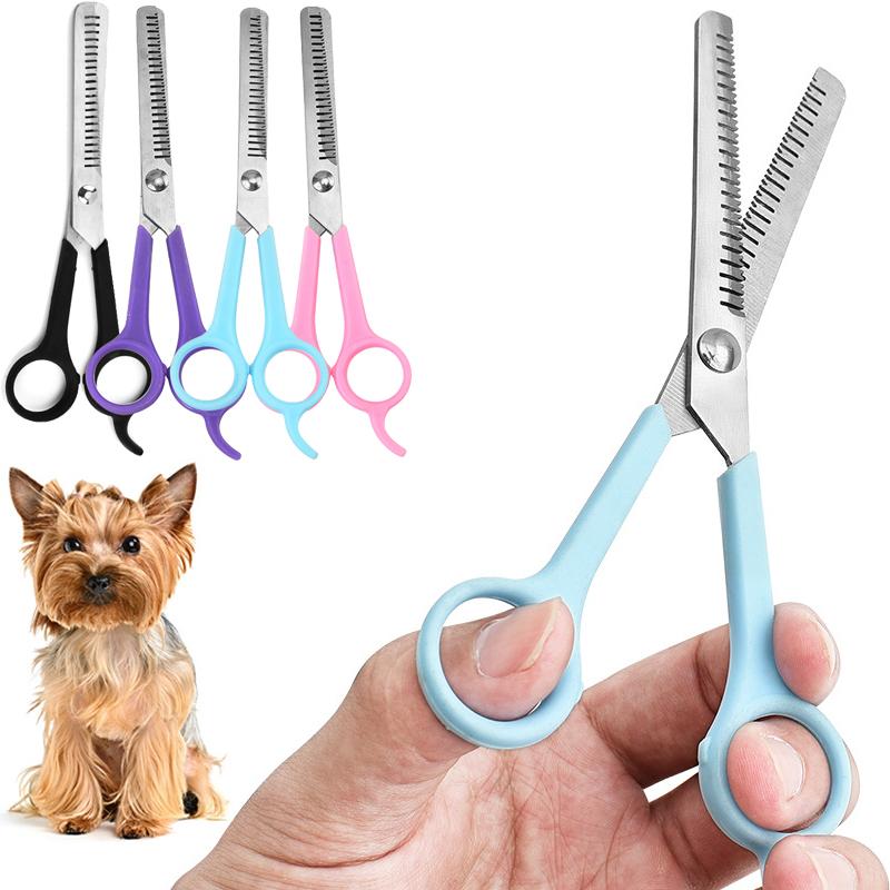 Grooming Scissors For Dogs Cats 6.69inch Flat Cut Safety Round Tips Curved Blade Scissor Sharp Hairdressing Pet Cough Scissors