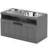 Elevated Dog Bowl, Slow Feeder, Stainless Steel, Storage Drawer, 60 x 30 x 35 cm, Grey