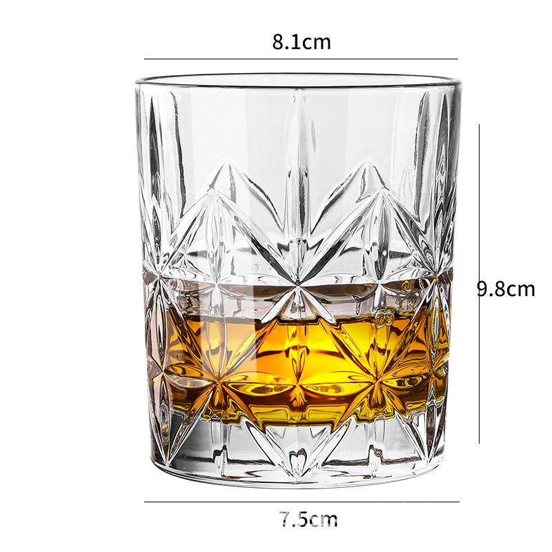 315ml Vzorovaná sklenice na whisky Reliéfní vyřezávaná skleněná sklenice Hrnky na džus a pivo Vintage sklenice na studené nápoje Kávové a čajové sklenice Průhledné nápojové sklo