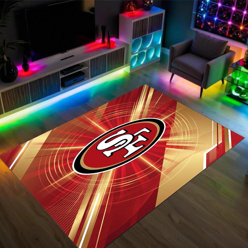 San Francisco 49ers Design Kristall Samt Teppich Gemütlich Nicht?Rutschfester Teppich mit Aufdruck für Schlafzimmer Wohnzimmer Eingang
