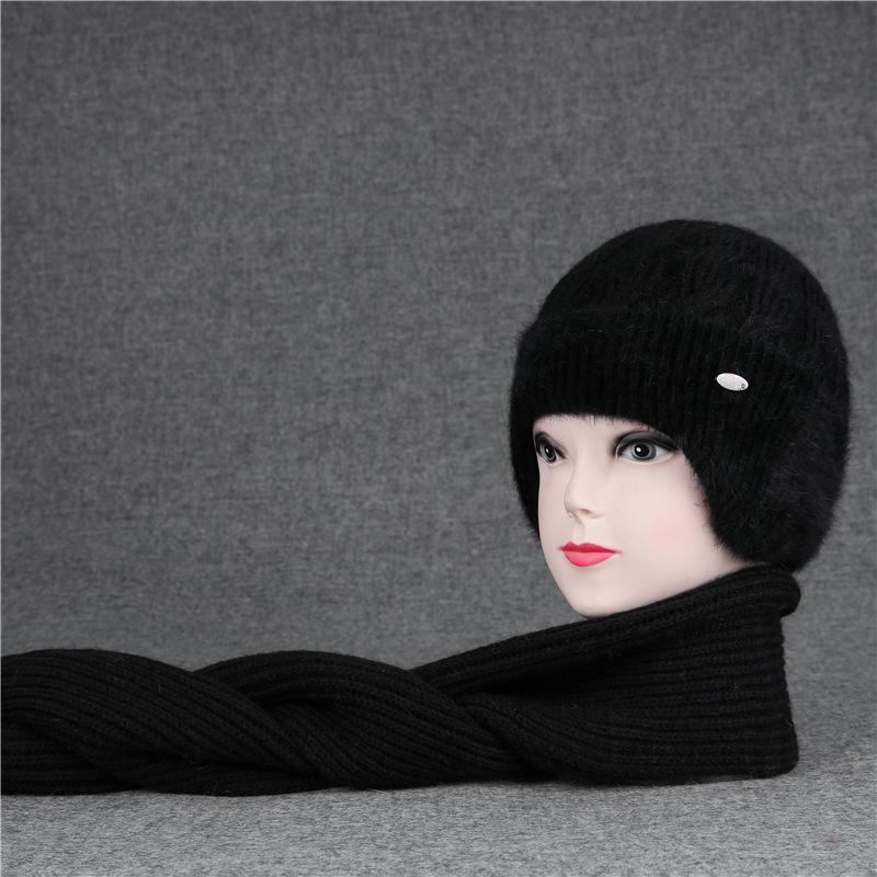 Women's winter hats for the elderly with thick fleece and warm ear protection rabbit wool hats for cold-proof cotton hats