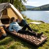 Foot Pump Inflatable Mattress Camping Sleeping Mat with Pillow & Built-in Pump Ultralight Single Tear Resistant Air Person Mattress for Outdoor