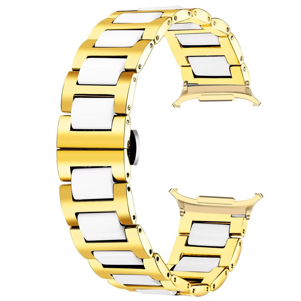 Ceramic+Metal Strap For Samsung Galaxy Watch Ultra 47mm Women/Man Luxury Bracelet Band Galaxy Watch 7 Ultra Stainless Steel Belt