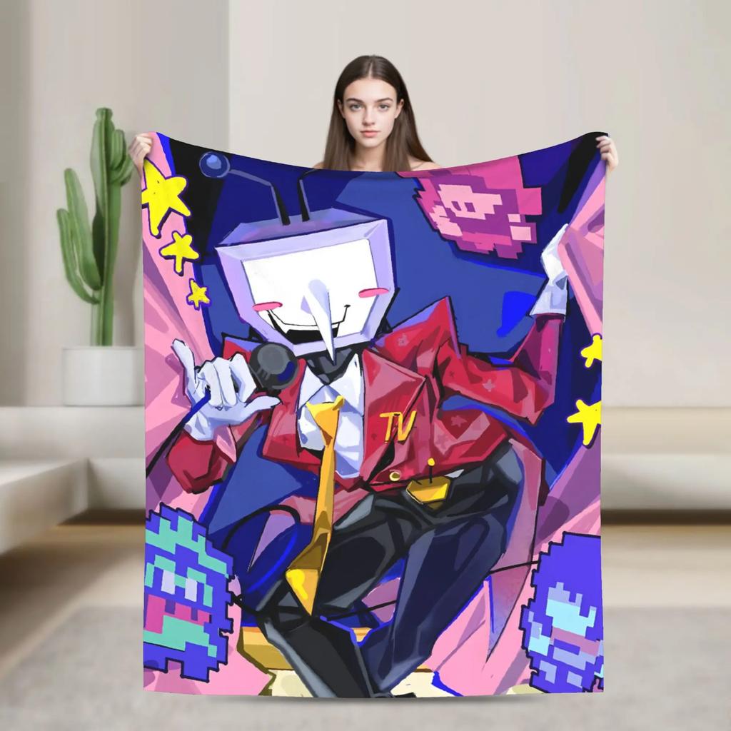 Deltarune Spamton Hra Měkká Teplá Plyšová Dekorační Přikrývka Flanelové Přehozy na Postel Pohovku Cestovní Potah