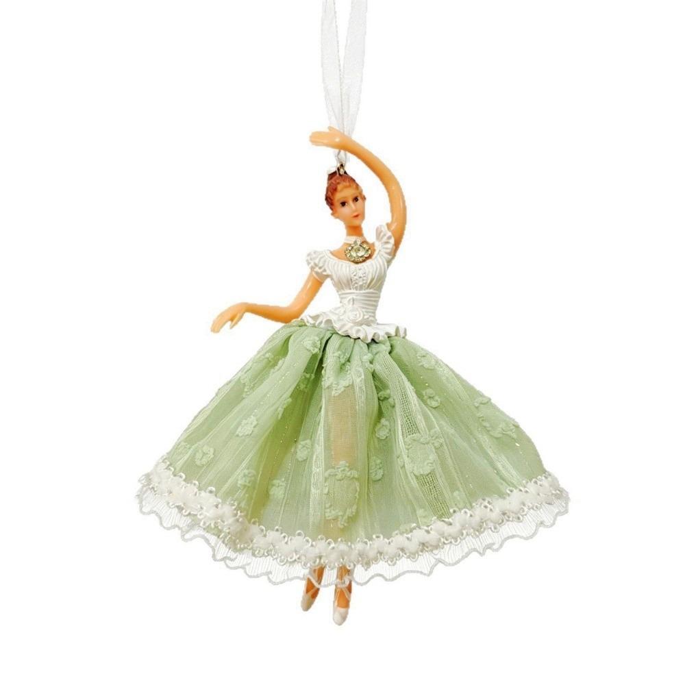 Plastic Christmas Ballet Girl Pendant Tulle Skirt Dance Theme Ballet Dancer Ornament with Shining Wings Hanging