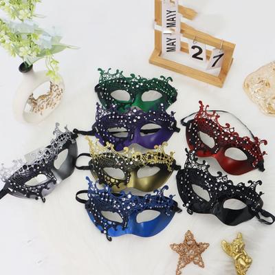Women Rhinestone Half-Face Mask Metal Hollow Lace Party Mask Masquerade Ball Party Eye Cover Cosplay Prom Costume Props Masks