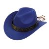 Women Men Western Cowboy Hat, Wide Curved Brim Felt Cowgirl Hat, Vintage Jazz Riding Hat, Removable Hat Belt, Head Circumference 56‑58cm