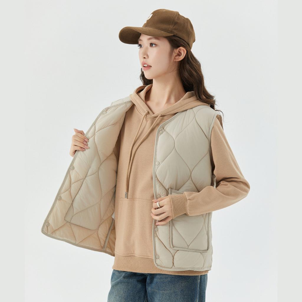 Women's Warmth Increased Thickened and Padded Inner Shoulders Women's Lamb's Wool Buttons Casual Outer Wear Cotton Vest Fashionable and Warm