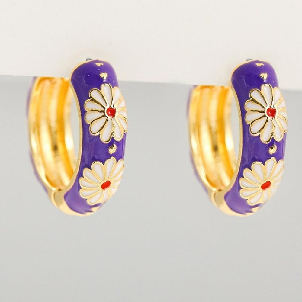 Classic Chinese Style Earrings Chinese Flower Enamel Ear Jewelry Handicraft   Gifts for Women Girl
