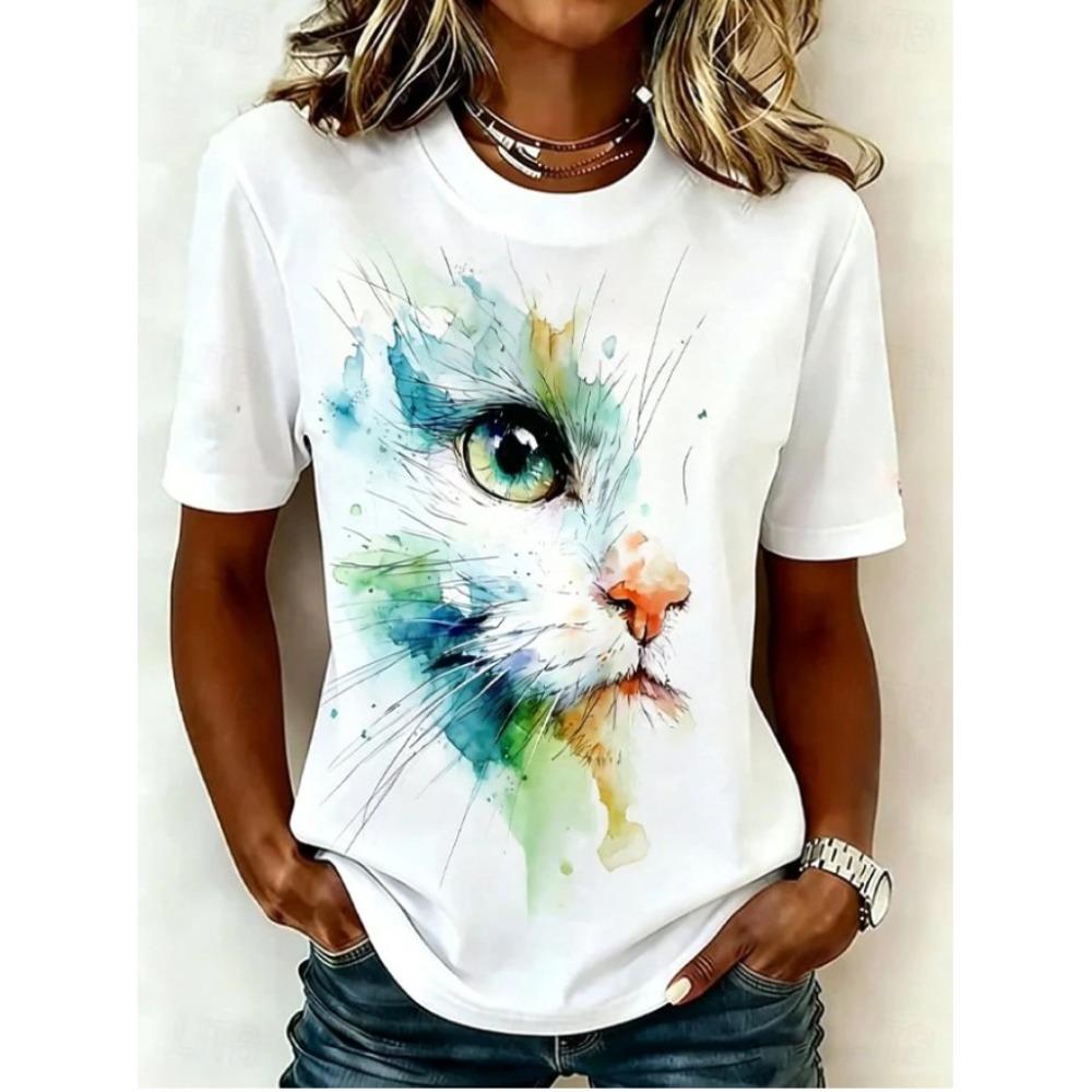 Fashion Women Retro Creative Pet Pattern Print T Shirt Funny Casual O-neck Short Sleeves T-shirt Summer Female Tee Shirt