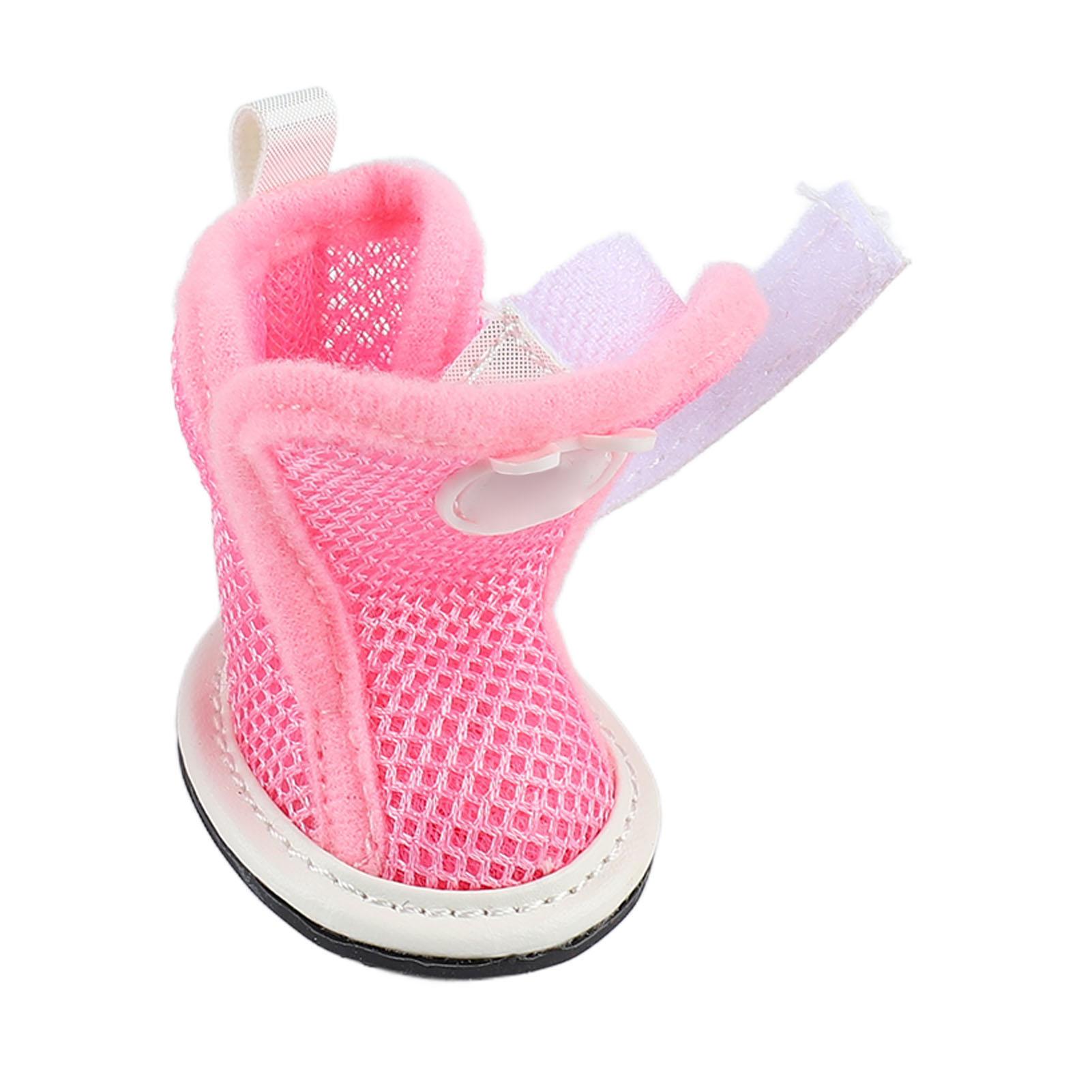 

Dog Mesh Shoes Prevent Slip Breathable Lightweight Fashionable Puppy Summer Boots for Bichon Teddy Pink