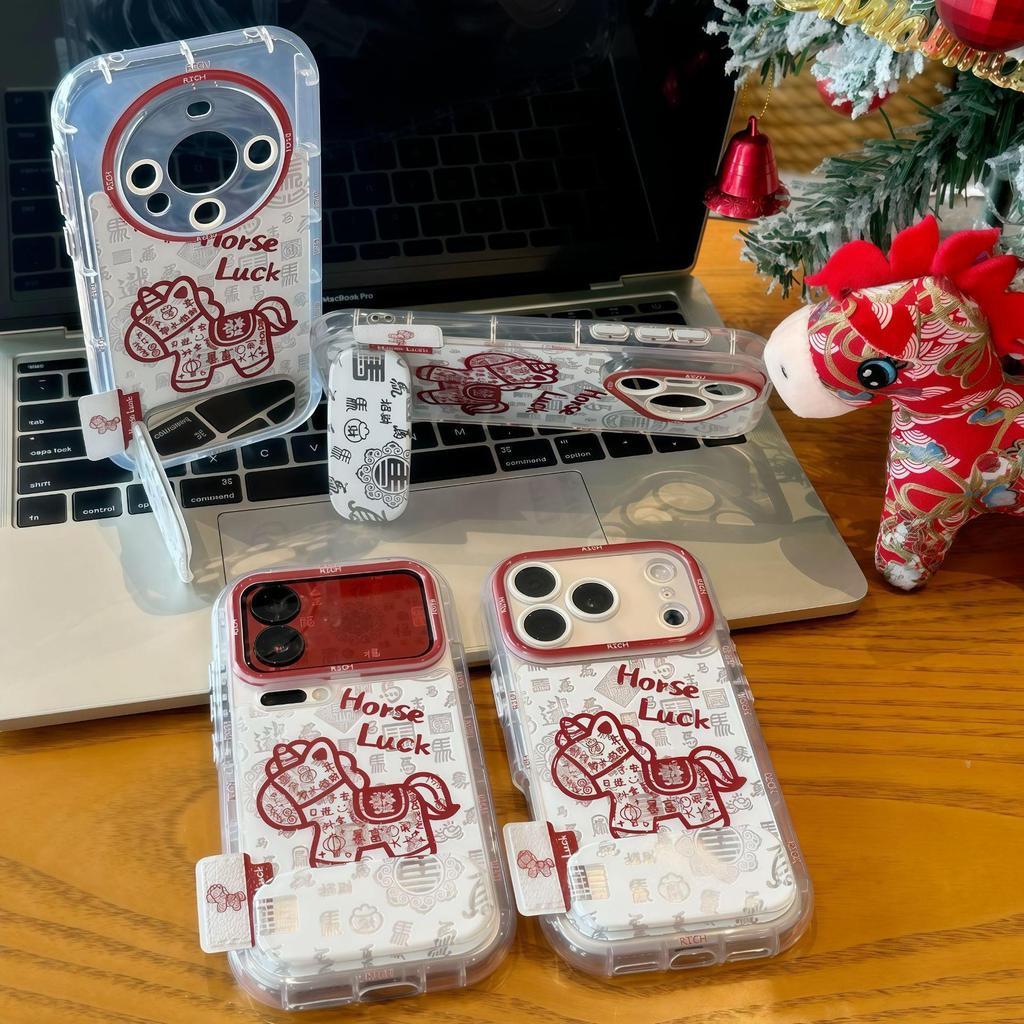 Guochao Pony is suitable for Apple 11 mobile phone case iPhone11 large window holder anti-drop protective case New Year's Eve