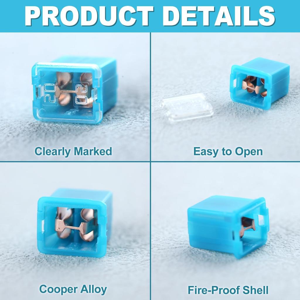 LEONTOOL 30PCS Auto Thin Box Fuse Kit Fuse Set 20A 30A 40A 50A 60A