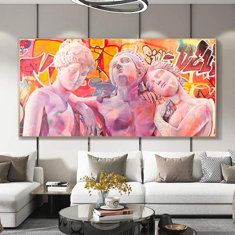 

Древнегреческая женская статуя граффити искусство холст картины плакаты и принты настенные художественные картины для гостиной Настенный декор Cuadros