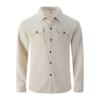 Herren Langarm Waffelstrick Button-Down Hemdjacke Lässig Lockerer Schnitt Shacket mit Taschen