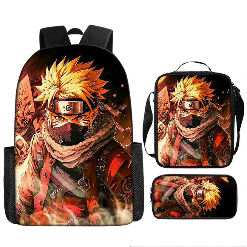 Sunman Naruto Printed Backpack Three-piece Backpack Elementary School Bag