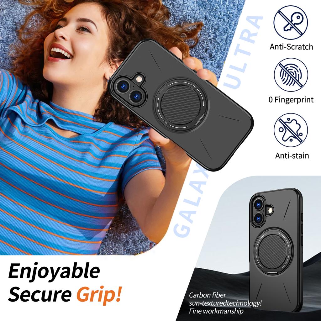 Strong Protective Non-Fingerprint Ring Case for Iphone 17 Pro Max 16 15 17 Air 14 Plus 12 13 Pro Iphone17 Iphone16 Iphone15 Capa