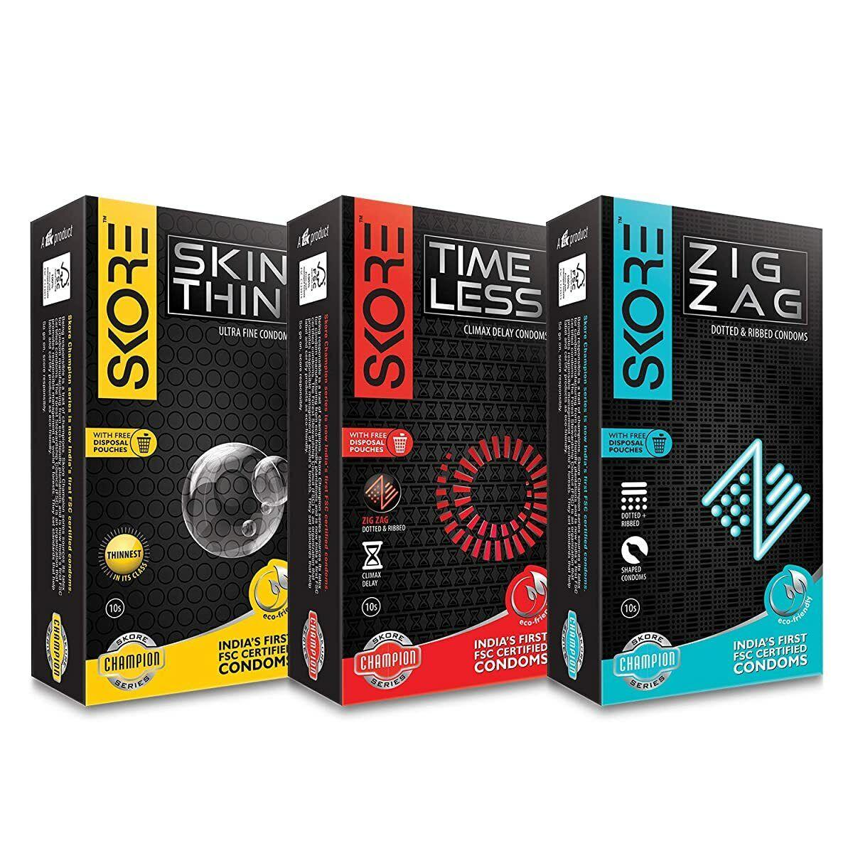 РџСЂРµР·РµСЂРІР°С‚РёРІС‹ Skore Skin Thin, Time Less Рё Zig Zag вЂ” 10 С€С‚. (РџР°РєРµС‚ РёР· 3)