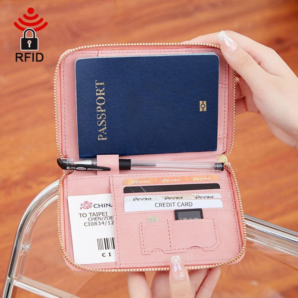 Multifunction Passport Cover with SIM Card Slots Card Case RFID Blocking Passport Clip  Female