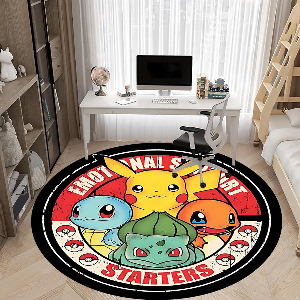 1pz Tappeto Rotondo Ufficio Starter Pokémon, Sotto Sedie da Ufficio Camera da Letto Soggiorno Arredamento Casa a0926129