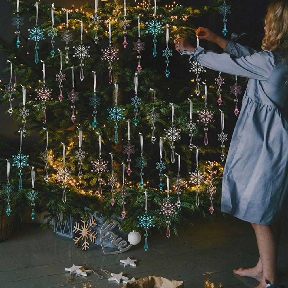 15Pcs Acrylic Christmas Snowflakes Transparent Shatterproof Acrylic Snowflakes Hanging Pendant Clear Simulation