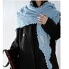 Thickened Widen Shawl Wrap Ruffled Edge Winter Scarf Knitting Triangle Scarf  Casual Outfit