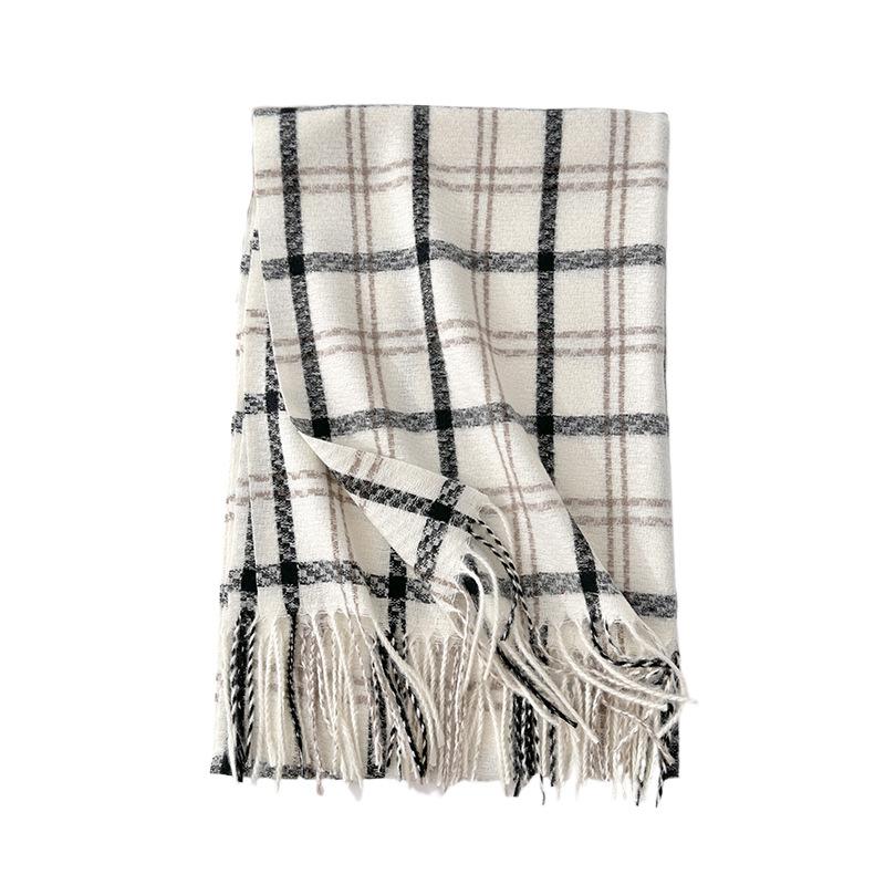 Autumn and winter student couple retro imitation cashmere fringed plaid scarf sweet fashion warm scarf shawl