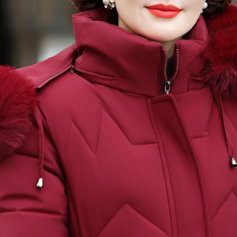 Wintermäntel für Frauen mittleren Alters mit Kapuze, Kunstpelzkragen, Oberbekleidung, locker, elegant, Übergröße, lange Parkas, dicke, warme Damenjacken