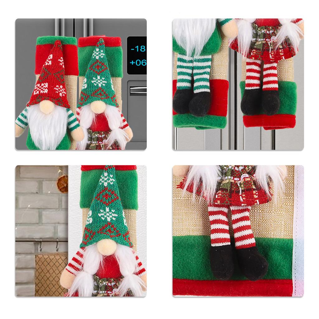2Pcs Christmas Refrigerator Door Handle Covers Set Fridge Oven Handle Protective Gloves Handlebar Protectors for Home
