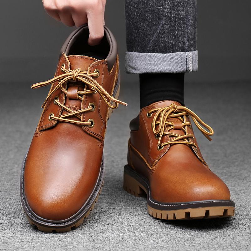 Genuine leather men's shoes Classic British Fashion Thick Bottom Style Formal Party Office High quality adult shoes Retro Brown