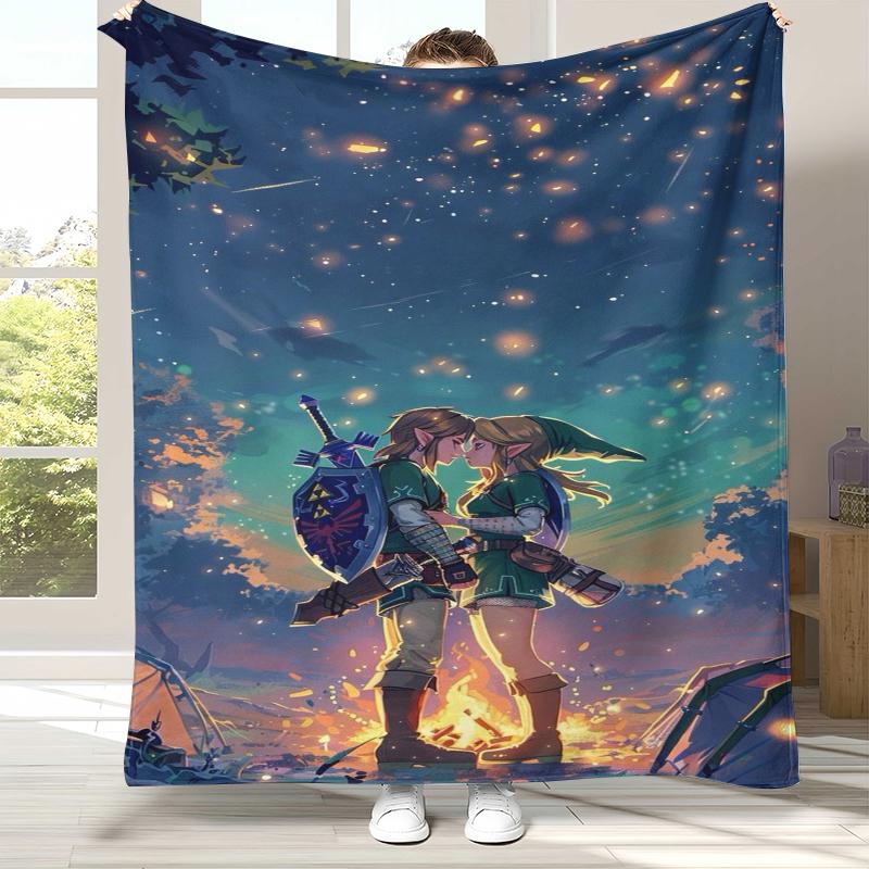 Retro Z-Zelda Cartoon Link Spiele Flanelldecke, Ultra Weiche Warme Plüschdecke für Zuhause Schlafzimmer Bett Sofa Abdeckung Camping Picknick Kind