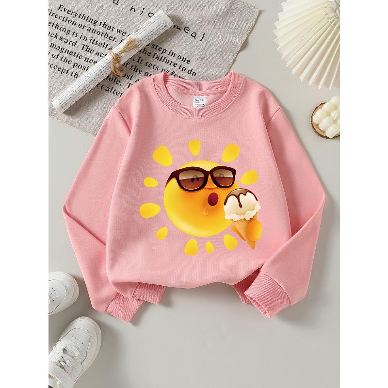 Kids Unisex Crewneck Sweatshirt, Luxury Rhinestone Satin Bow Print Soft Fleece Pullover For Kids Over 4 Years Old