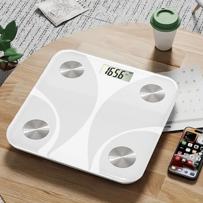 

1pc Fashion ladies digital bathroom scale - LCD display screen, anti slip surface - battery powered (excluding battery)