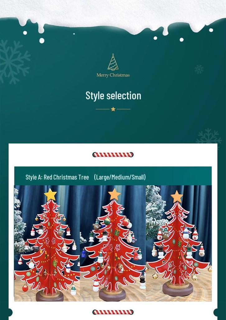 Children's DIY Wooden Christmas Tree Ornament Set - 3-Piece Educational Handmade Decorations