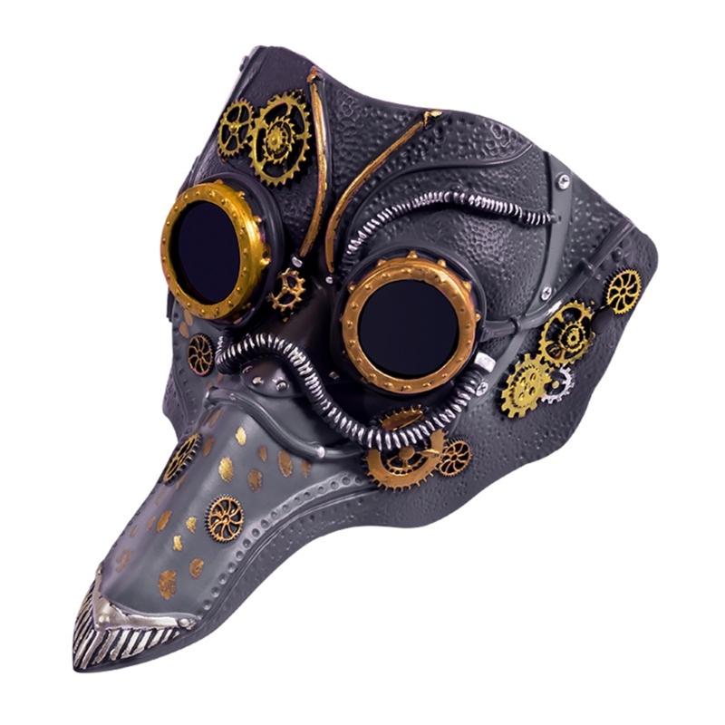 

Plague Doctor Mask, Long Nose Beak Plague Doctor Mask for Halloween Cosplay, Steampunk Bird Plague Mask Costume Props сірий колір