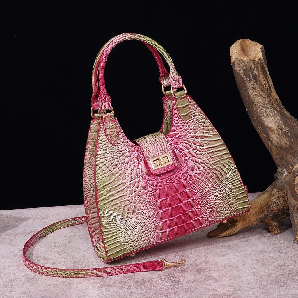 European and American Retro Independent Station Hand-held Armpit Bag French Stick Women's Bag Crocodile Pattern Brahmin