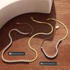 Gold-Plated Zirconia Inlaid Blade Chain Jewelry Set