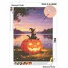 DIY Full Drill Diamond Painting Kit Cute Witch Pumpkin Sunset Sparkle Rhinestone Canvas Art Relaxing Handmade Gift for Adults