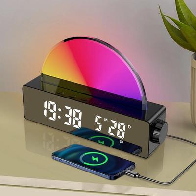 Digital Alarm Clock RGB LED Digital Clocks Colorful Clocks With Atmosphere Night Light for Home Office Best Gifts
