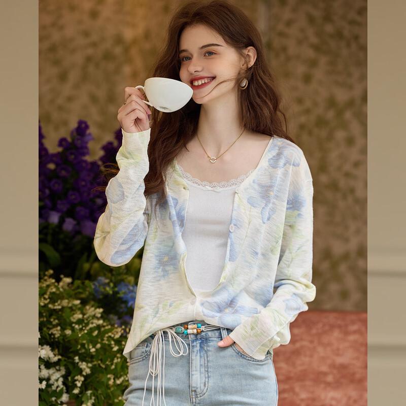 Bailuyu Spring V-Neck Long-Sleeve Knit Cardigan