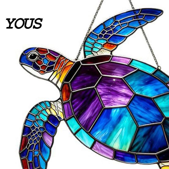 Schildkröte Ornament Sonnensammler, Acryl Fenster Hängeornament, Falsches Buntglas Friedliche Ozean Atmosphäre Dekoration Küsten für Liebhaber, Garten Weihnachten